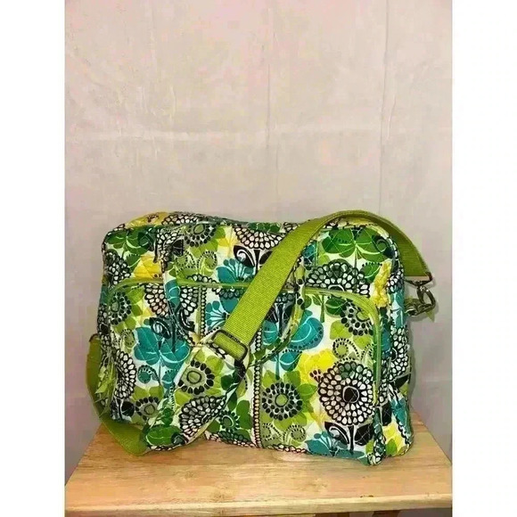 Vera Bradley Colorful Limes Up‎ Green Floral Large Duffle Bag Spacious & Stylish - Picture 16 of 16